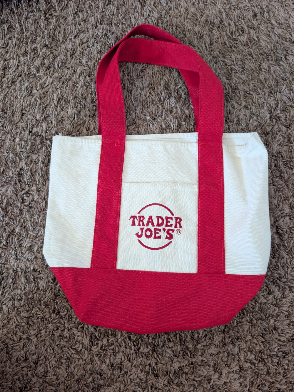 Trader Joe's Red & White Canvas Tote Bag